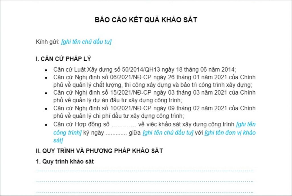 cách viết báo cáo khảo sát 